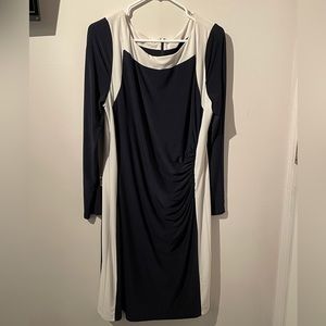 Ralph Lauren Navy & White Long Sleeve Size 16 Dress